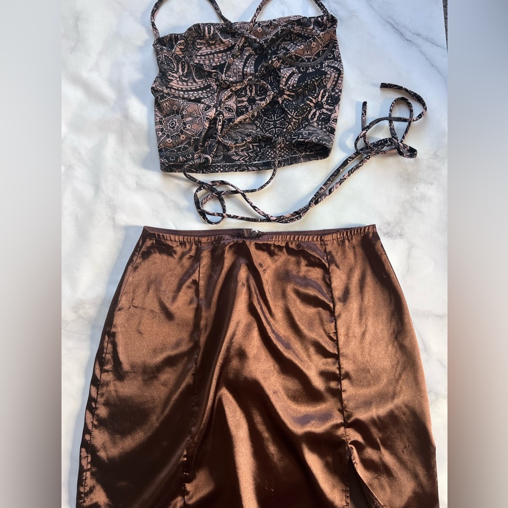 Satin two piece outfit